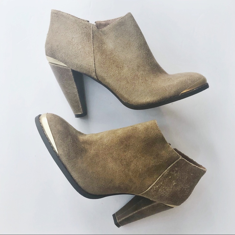Tan + gold NICOLE Balencia booties (8)